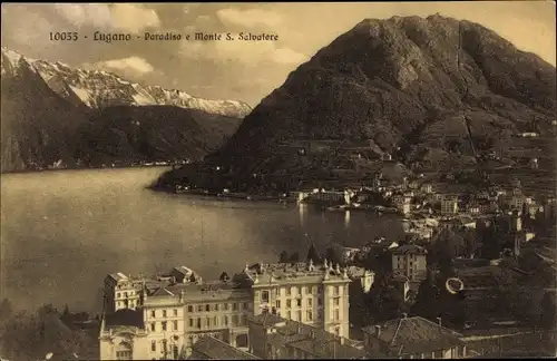 Ak Lugano Kt. Tessin Schweiz, Paradiso e Monte S. Salvadore