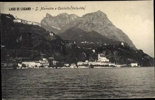 Ak Lugano Kt. Tessin Schweiz, Lago di Lugano, S. Mamette e Castello, Valsolda