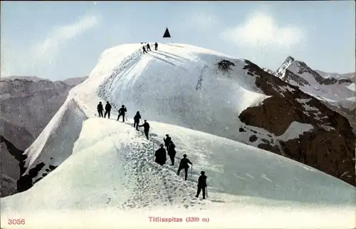 Ak Kanton Uri, Titlisspitze, Bergsteiger auf dem Weg zum Gipfel