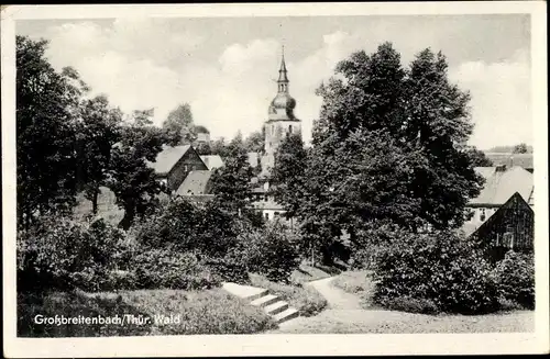 Ak Großbreitenbach im Ilm Kreis Thüringen, Teilansicht vom Ort, Kirchturm