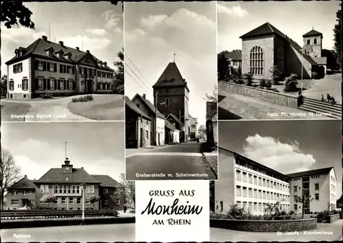 Ak Monheim in Nordrhein Westfalen, Altersheim Schloss Lauch, Grabenstraße, Schelmenturm, Rathaus