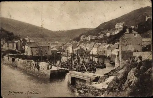 Ak Polperro South West England, Harbour, Hafen