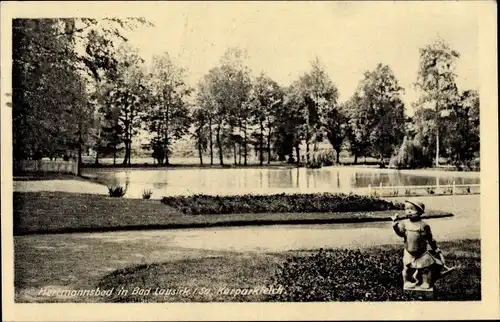 Ak Bad Lausick in Sachsen, Herrmannsbad, Kurparkteich