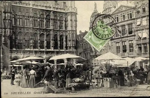 Ak Bruxelles Brüssel, Grand Place, Marché aux Fleurs