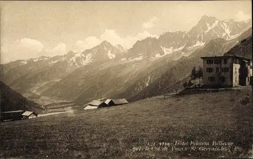 Ak Saint Gervais les Bains Haute Savoie, Hotel Pension Bellevue près Le Col de Vosa's St. Gervais