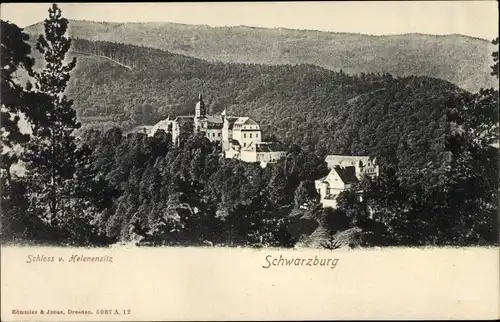 Ak Schwarzburg in Thüringen, Schloss vom Helenensitz