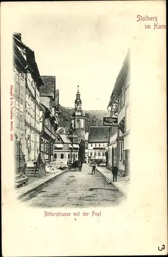 Ak Stolberg Südharz, Ritterstraße mit der Post