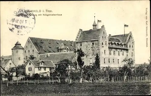 Ak Römhild in Thüringen, Schloss Glücksburg mit Kriegerwaisenhaus