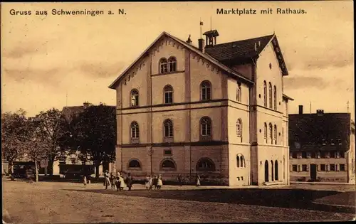 Ak Villingen Schwenningen im Schwarzwald, Marktplatz mit Rathaus