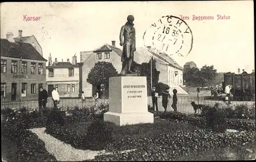 Ak Korsør Slagelse Dänemark, Jens Baggesens Statue