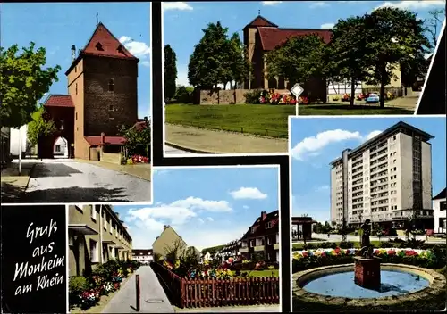 Ak Monheim am Rhein, Schelmenturm, Wohnhaus, Brunnen