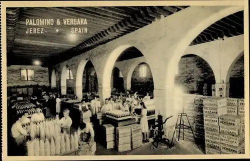 Ak Jerez de la Frontera Andalusien Spanien, Palomino & Vergara, Part of the bottling department