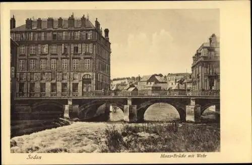 Ak Sedan Ardennes, Maas Brücke mit Wehr