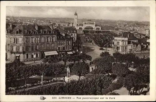 Ak Limoges Haute Vienne, Vue panoramique sur la Gare