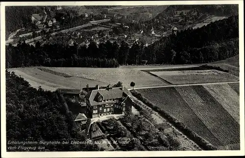 Ak Bad Liebenzell im Schwarzwald, Erholungsheim Burghalde, Panorama vom Ort, Fliegeraufnahme