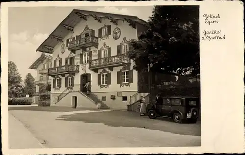 Ak Rottach Egern im Kreis Miesbach Oberbayern, Gasthof z. Bartlmä, Auto