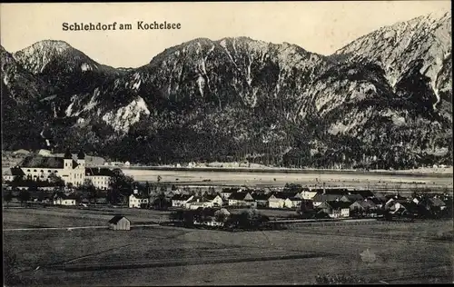 Ak Schlehdorf am Kochelsee, Panorama vom Ort