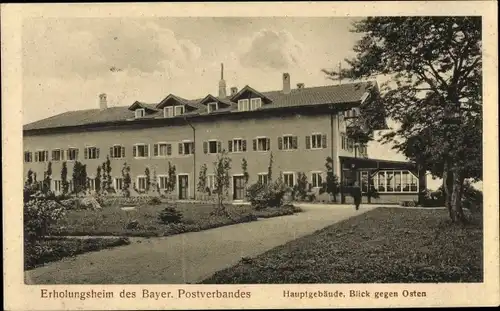 Ak Brannenburg in Oberbayern, Erholungsheim d. Bayer. Postverbandes, Hauptgebäude, Blick gg. Osten