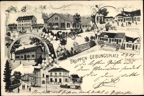 Litho Haguenau Hagenau Elsass Bas Rhin, Truppenübungsplatz, Restaurant Hirsch, Bahnhof Oberhofen