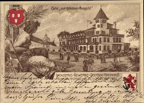 Litho Düsseldorf, Gewerbeausstellung 1902, Cafe zur schönen Aussicht