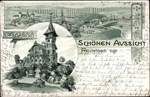 Litho Reichenbach im Vogtland, Schöne Aussicht, Mylau, Brücke