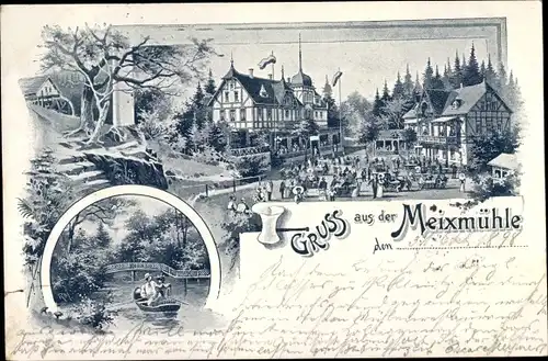 Litho Dresden Nordost Pillnitz, Meixmühle, Gastwirtschaft