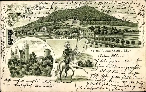 Litho Görlitz in der Lausitz, Restaurant auf der Landeskrone, Ritter