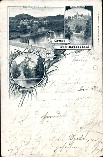 Vorläufer Ak Kriebstein Mittelsachsen, Gasthaus Kriebetal, Schloss Ehrenberg, Schloss Kriebstein