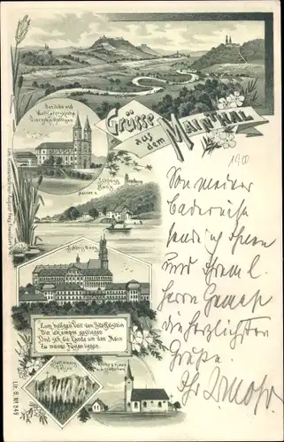 Litho Bad Staffelstein Lichtenfels Oberfranken, Basilika Vierzehnheiligen, Schloss Banz, Staffelberg