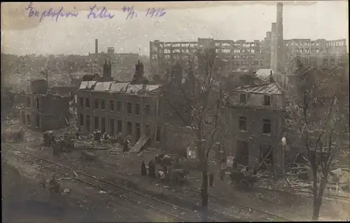 Foto Ak Lille Nord, Kriegszerstörungen, I. WK, Explosion