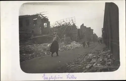 Foto Ak Lille Nord, Kriegszerstörungen, I. WK