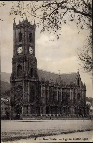 Ak Neuchâtel Neuenburg Stadt, Eglise Catholique