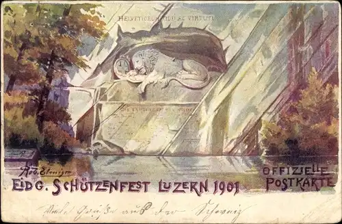 Künstler Ak Luzern Stadt Schweiz, Eidg. Schützenfest 1901