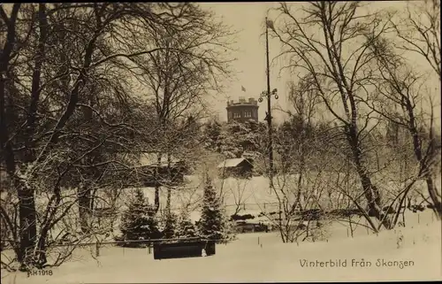 Ak Skangen Schweden, Vinterbild