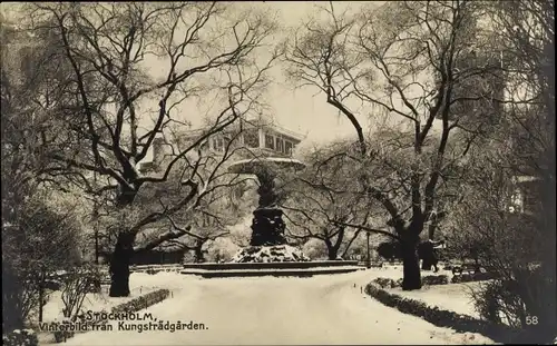 Ak Stockholm Schweden, Vinterbild fron Kungsträdgorden