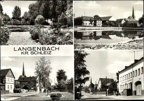 Ak Langenbach Pausa Mühltroff im Vogtland Sachsen, Gasthof zum Schwan, Teich, Straßenpartie