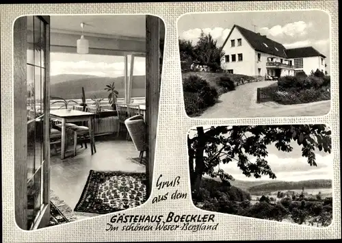 Ak Meiborssen Vahlbruch Weser, Gästehaus Boeckler, Außenansicht, Inneres, Panorama vom Ort
