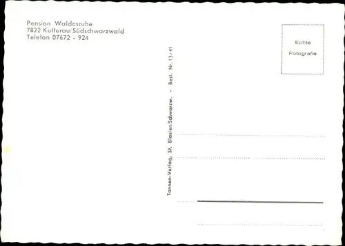 Ak Kutterau St. Blasien im Südschwarzwald Baden Württemberg, Pension Waldesruhe, Schneelandschaft