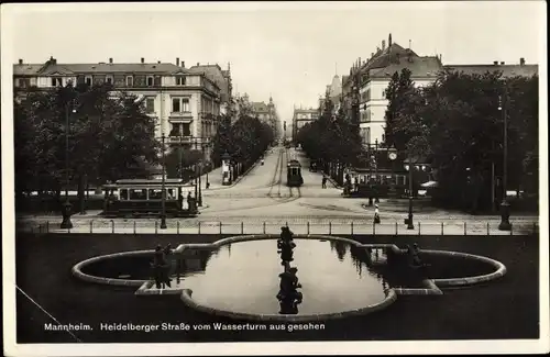 Ak Mannheim in Baden Württemberg, Heidelberger Straße, Brunnen
