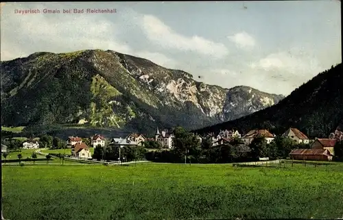 Ak Bayerisch Gmain im Berchtesgadener Land Oberbayern, Teilansicht, Berge