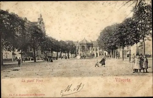 Ak Vilvorde Flämisch Brabant, La Grand'Place, Platz, Kinder, Pavillon