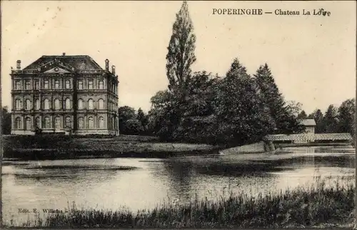 Ak Poperinghe Westflandern Belgien, Chateau La Loire, vue extérieure, eau, pont