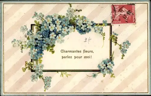 Litho Charmantes fleurs, Vergissmeinnichtblüten