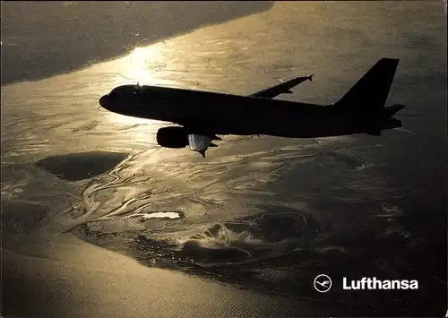 Ak Lufthansa Airbus A320-200, Gegenlicht, Werbung