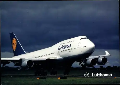 Ak Lufthansa Boeing 747-400, Passagierflugzeug, Werbung