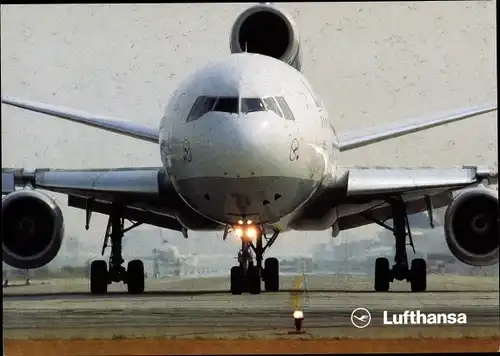 Ak Lufthansa McDonnell Douglas DC10-30, Passagierflugzeug, Werbung