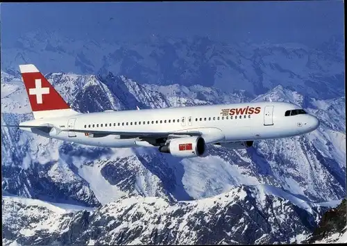 Ak Schweizer Passagierflugzeug, swiss Airlines Airbus A320, Alpen
