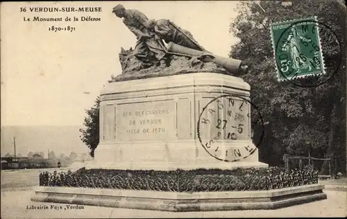 Ak Verdun Lothringen Meuse, Monument de la Défense, Denkmal