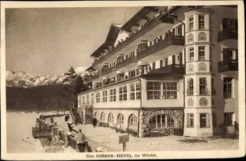 Ak Grainau in Oberbayern, Eibsee Hotel im Winter