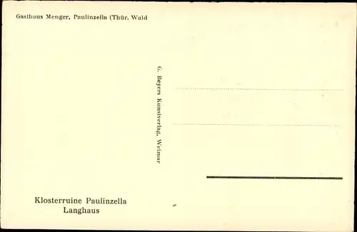 Ak Paulinzella Königsee Rottenbach in Thüringen, Klosterruine, Langhaus, Gasthaus Menger